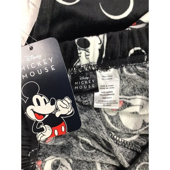 Mickey Mouse Pajama Pants Womens Size Large Black Soft Elastic Drawstring Waist - Picture 2 of 6